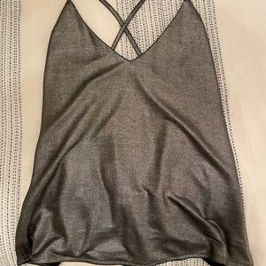 Silver flowy tank top
